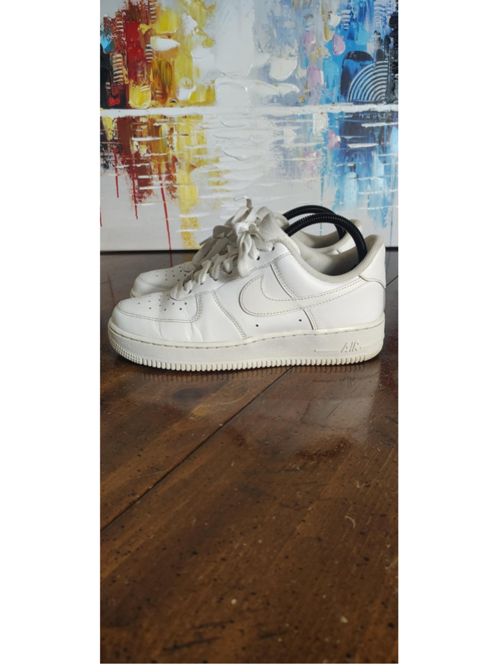 Nike Air Force 1 Shoes Womens Size 8 White Leather Sneakers 315115-112